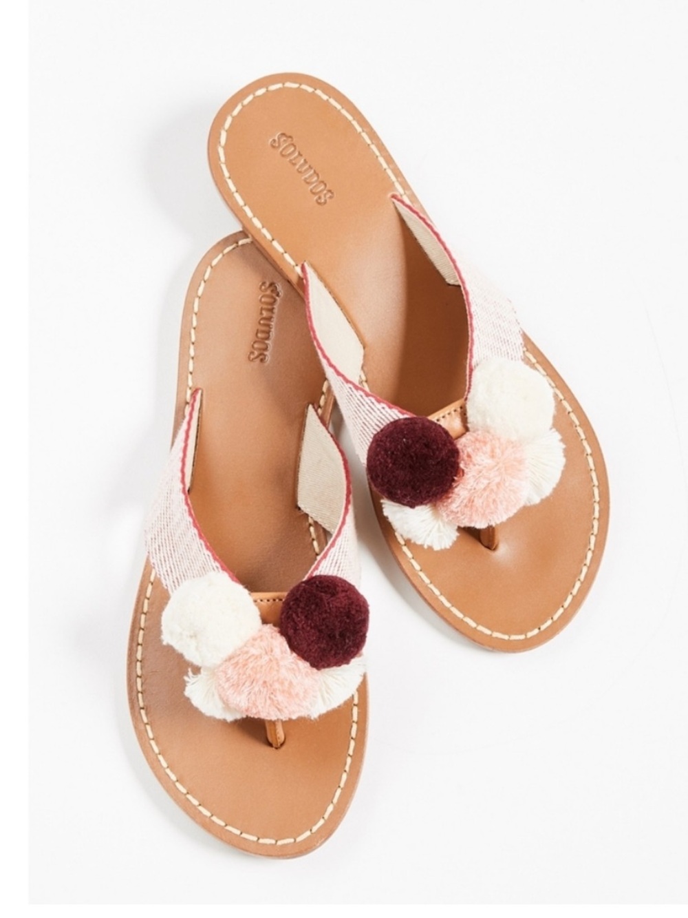 New Soludos Capri Pom Pom Sandals 9.5 Pink